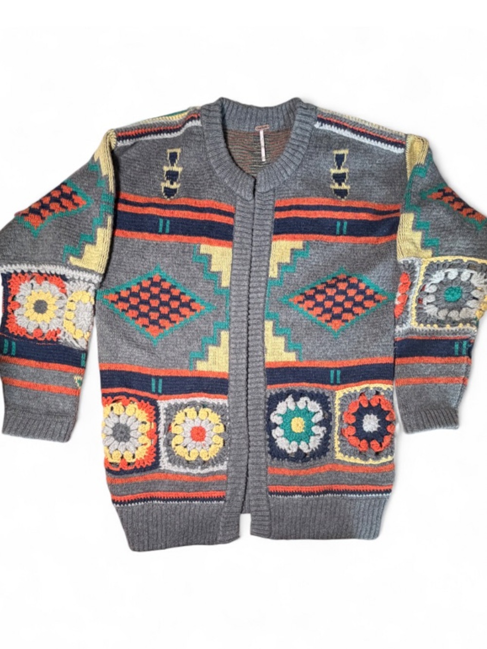 RARE Free People Santa Rosa Cardigan XS/S Granny Square Wool Alpaca - Picture 4 of 7